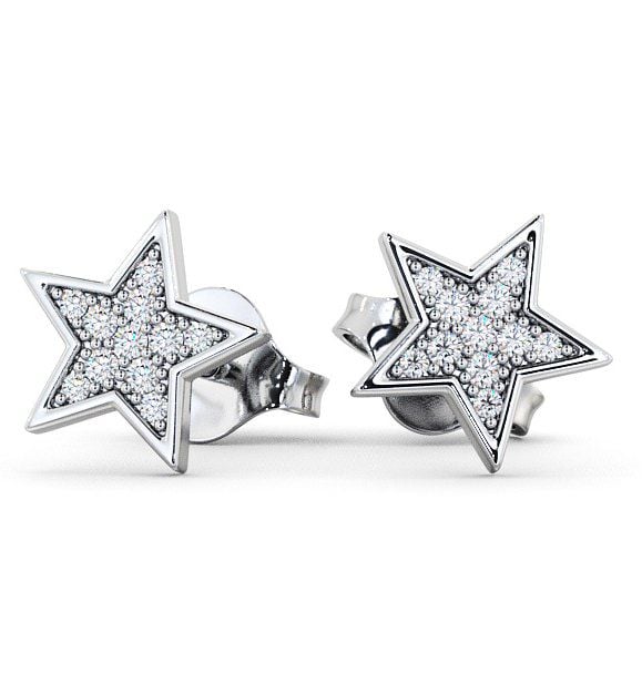 Star Shape Round Diamond Cluster Style Earrings 9K White Gold ERG23_WG_THUMB2 