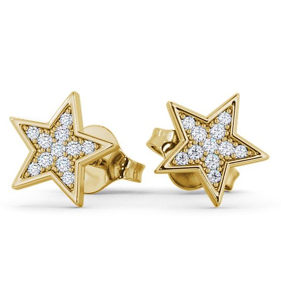  Star Shape Round Diamond Earrings 18K Yellow Gold - Mayfair ERG23_YG_THUMB2 