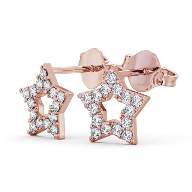 Star Shape Round Diamond Earrings 18K Rose Gold - Roxby