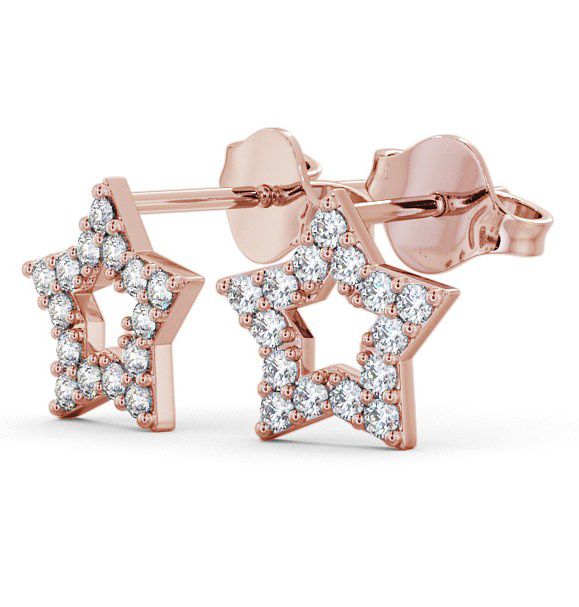 Star Shape Round Diamond Cluster Style Earrings 9K Rose Gold ERG24_RG_THUMB1 