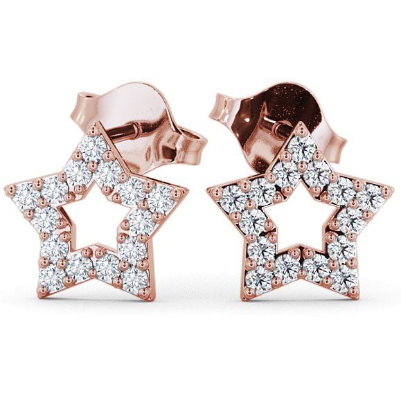  Star Shape Round Diamond Earrings 18K Rose Gold - Roxby ERG24_RG_THUMB2 