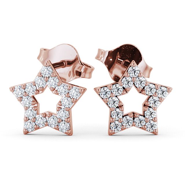 Star Shape Round Diamond Earrings 18K Rose Gold - Roxby ERG24_RG_UP