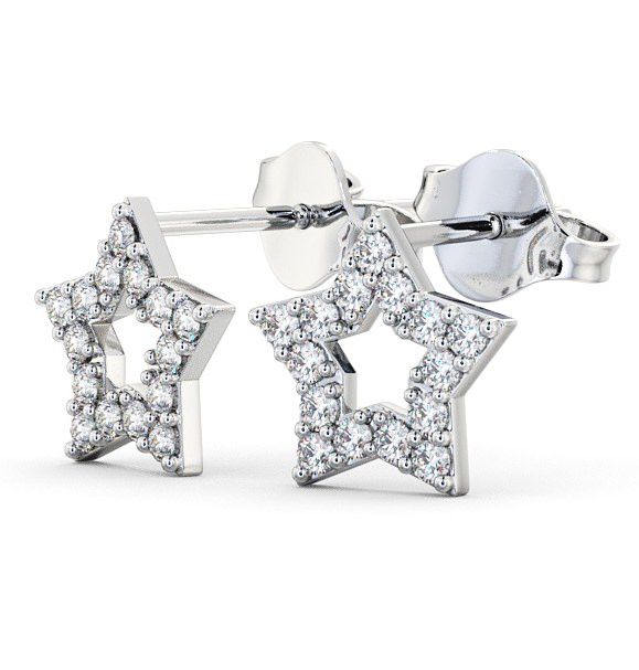 Star Shape Round Diamond Cluster Style Earrings 9K White Gold ERG24_WG_THUMB1 