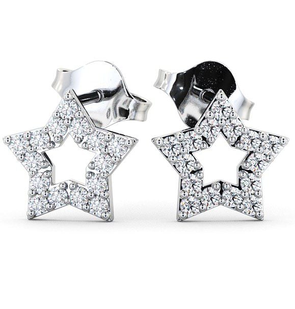 Star Shape Round Diamond Cluster Style Earrings 18K White Gold ERG24_WG_THUMB2 