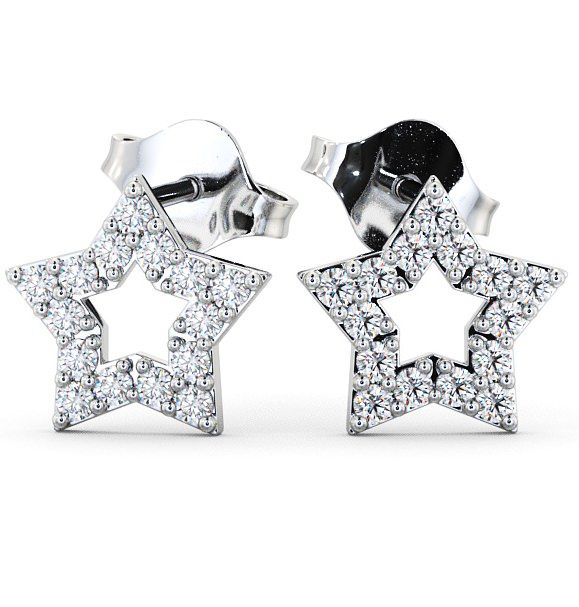  Star Shape Round Diamond Earrings 9K White Gold - Roxby ERG24_WG_THUMB2 