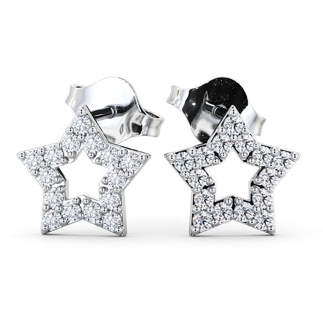Star Shape Round Diamond Earrings 18K White Gold - Roxby ERG24_WG_UP
