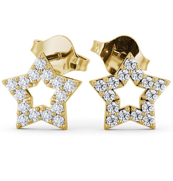  Star Shape Round Diamond Earrings 18K Yellow Gold - Roxby ERG24_YG_THUMB2 