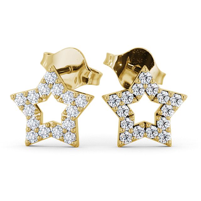 Star Shape Round Diamond Earrings 9K Yellow Gold - Roxby ERG24_YG_UP