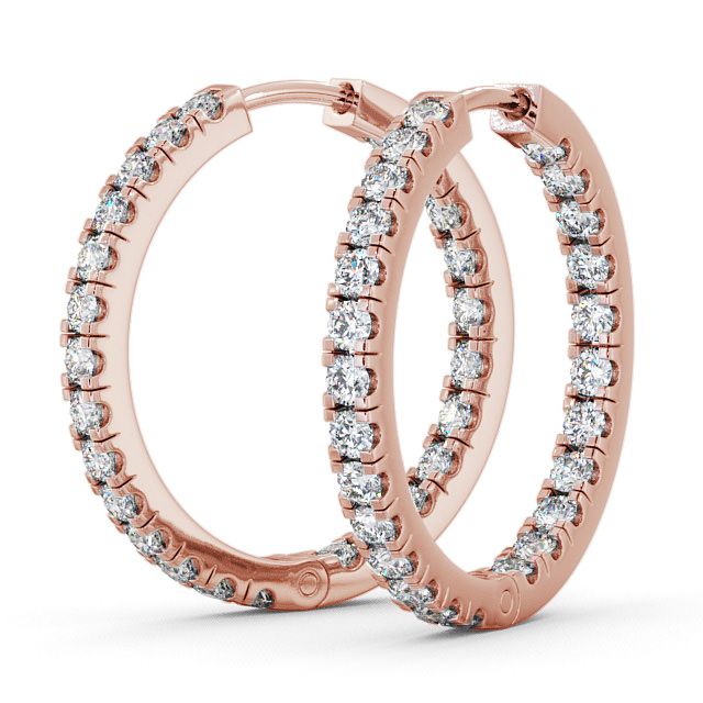Hoop Round Diamond Earrings 18K Rose Gold - Kersall ERG25_RG_SIDE