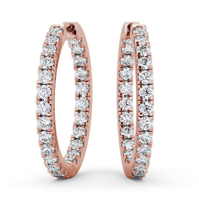 Hoop Round Diamond Earrings 9K Rose Gold - Kersall ERG25_RG_UP