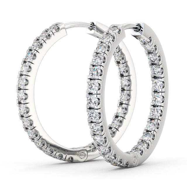 Hoop Round Diamond Earrings 9K White Gold - Kersall ERG25_WG_THUMB1