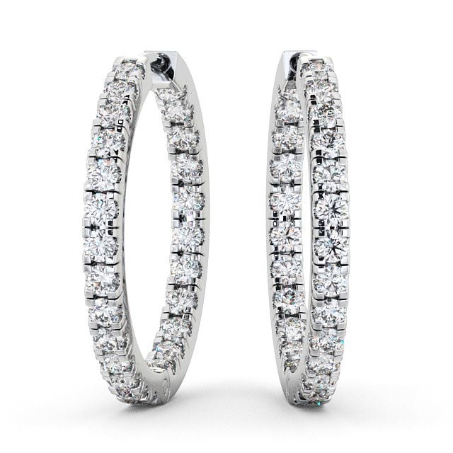 Hoop Round Diamond Earrings 9K White Gold - Kersall ERG25_WG_UP