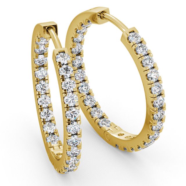 Hoop Round Diamond Earrings 9K Yellow Gold - Kersall ERG25_YG_FLAT