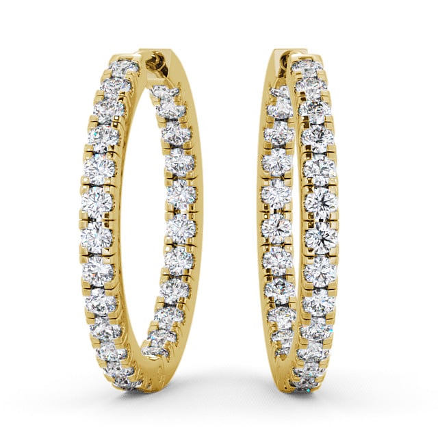  Hoop Round Diamond Earrings 18K Yellow Gold - Kersall ERG25_YG_THUMB2 