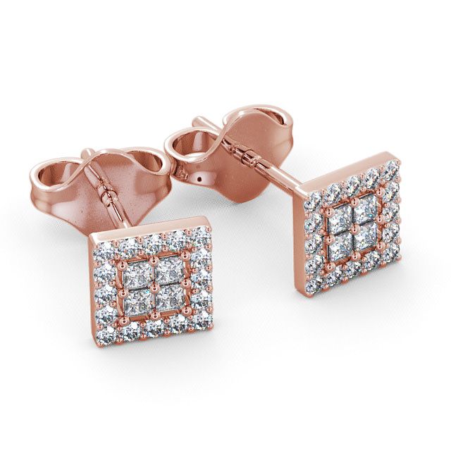 Cluster Diamond Earrings 9K Rose Gold - Caledon ERG26_RG_FLAT
