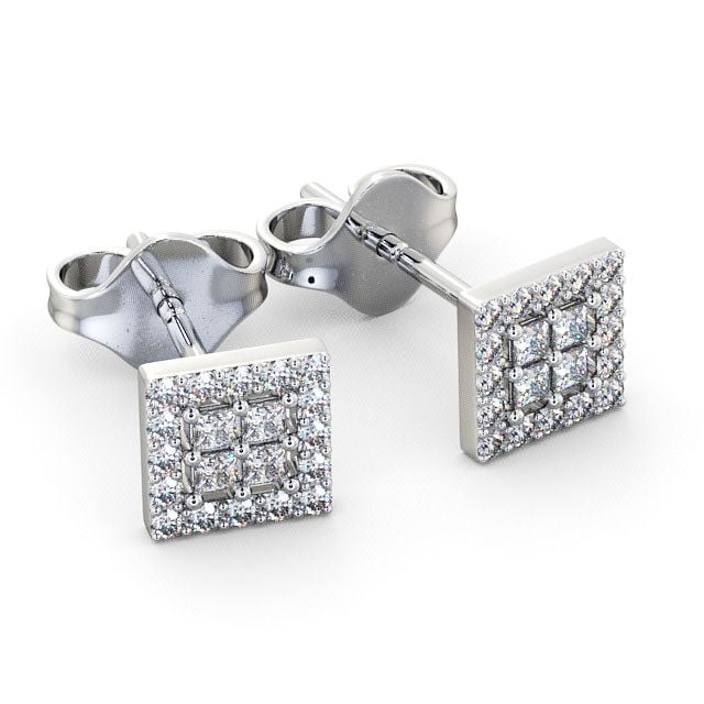 Cluster Diamond Earrings 9K White Gold - Caledon ERG26_WG_FLAT