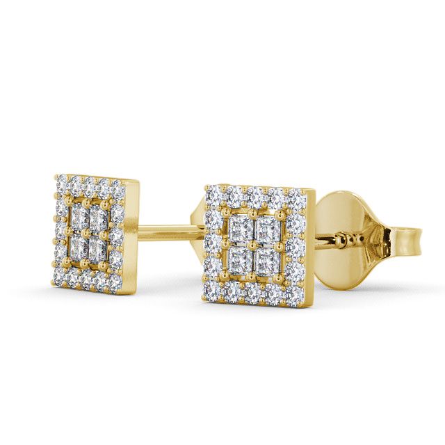 Cluster Diamond Earrings 18K Yellow Gold - Caledon ERG26_YG_SIDE