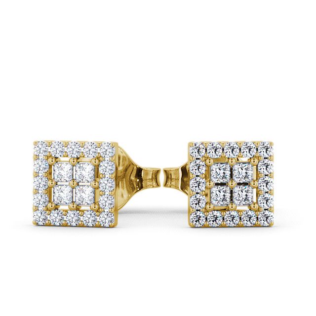 Cluster Diamond Earrings 18K Yellow Gold - Caledon ERG26_YG_UP