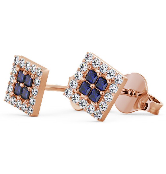 Cluster Blue Sapphire and Diamond 0.26ct Earrings 18K Rose Gold ERG26GEM_RG_BS_THUMB1