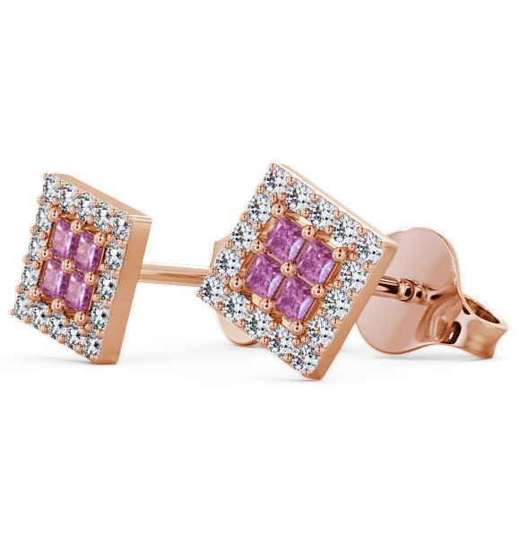  Cluster Pink Sapphire and Diamond 0.26ct Earrings 18K Rose Gold - Caledon ERG26GEM_RG_PS_THUMB1 