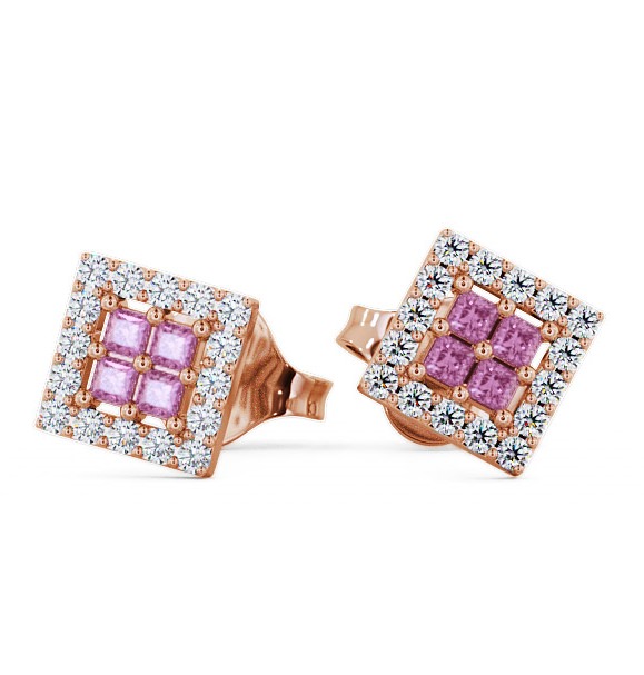  Cluster Pink Sapphire and Diamond 0.26ct Earrings 18K Rose Gold - Caledon ERG26GEM_RG_PS_THUMB2 