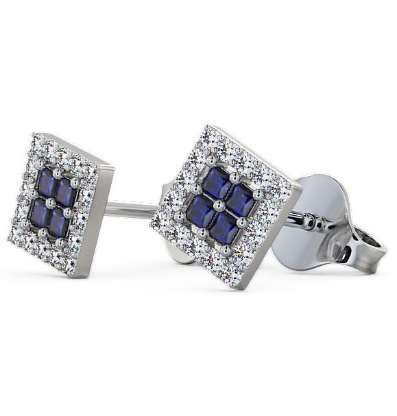 Cluster Blue Sapphire and Diamond 0.26ct Earrings 18K White Gold ERG26GEM_WG_BS_THUMB1 