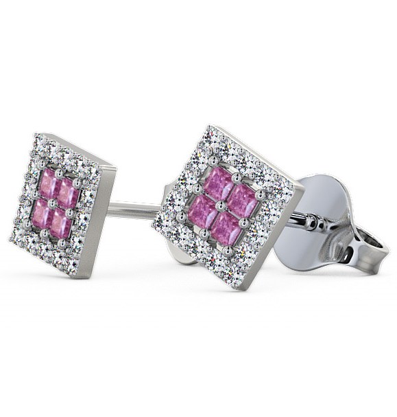  Cluster Pink Sapphire and Diamond 0.26ct Earrings 9K White Gold - Caledon ERG26GEM_WG_PS_THUMB1 