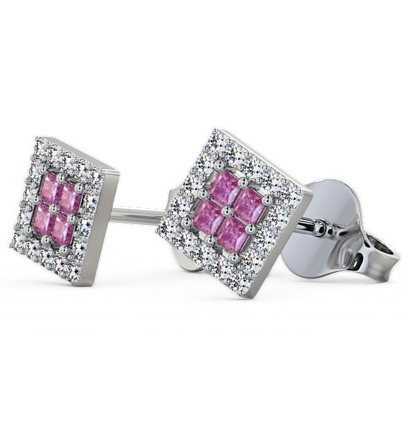 Cluster Pink Sapphire and Diamond 0.26ct Earrings 9K White Gold ERG26GEM_WG_PS_THUMB1