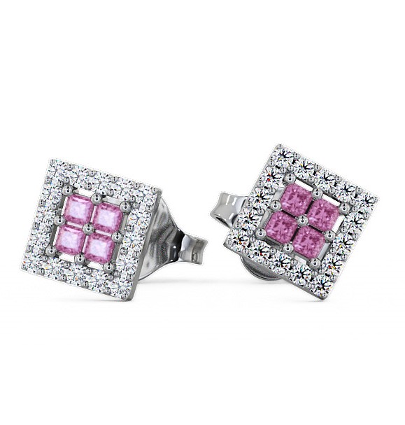  Cluster Pink Sapphire and Diamond 0.26ct Earrings 9K White Gold - Caledon ERG26GEM_WG_PS_THUMB2 