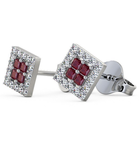 Cluster Ruby and Diamond 0.26ct Earrings 18K White Gold ERG26GEM_WG_RU_THUMB1 