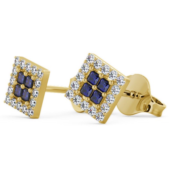  Cluster Blue Sapphire and Diamond 0.26ct Earrings 18K Yellow Gold - Caledon ERG26GEM_YG_BS_THUMB1 