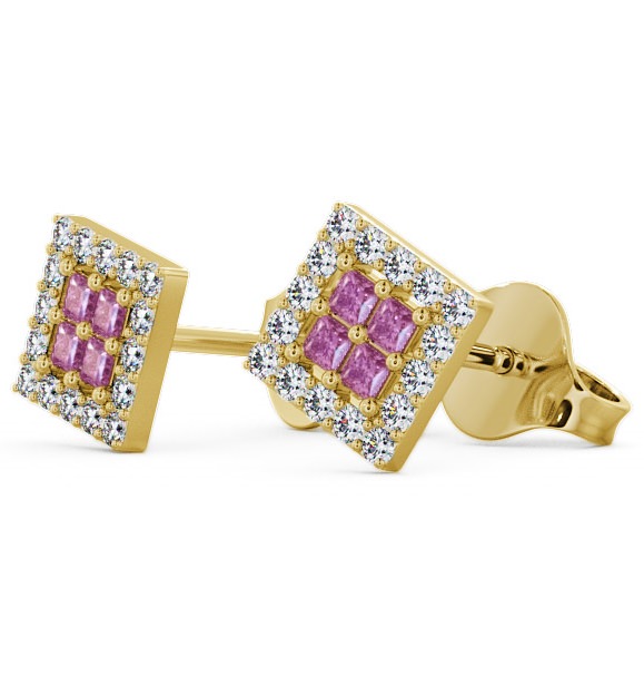 Cluster Pink Sapphire and Diamond 0.26ct Earrings 18K Yellow Gold ERG26GEM_YG_PS_THUMB1