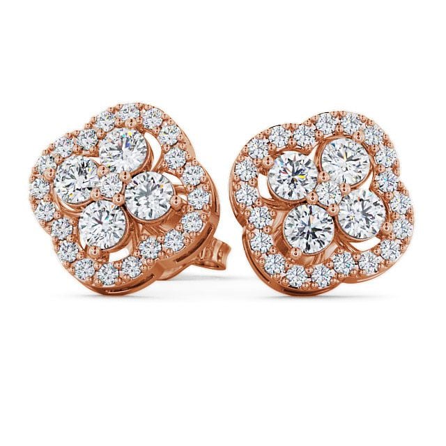 Cluster Round Diamond Earrings 18K Rose Gold - Pendle ERG27_RG_FLAT