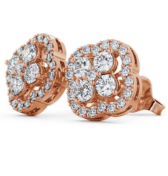 Cluster Round Diamond Clover Design Earrings 18K Rose Gold ERG27_RG_THUMB1 