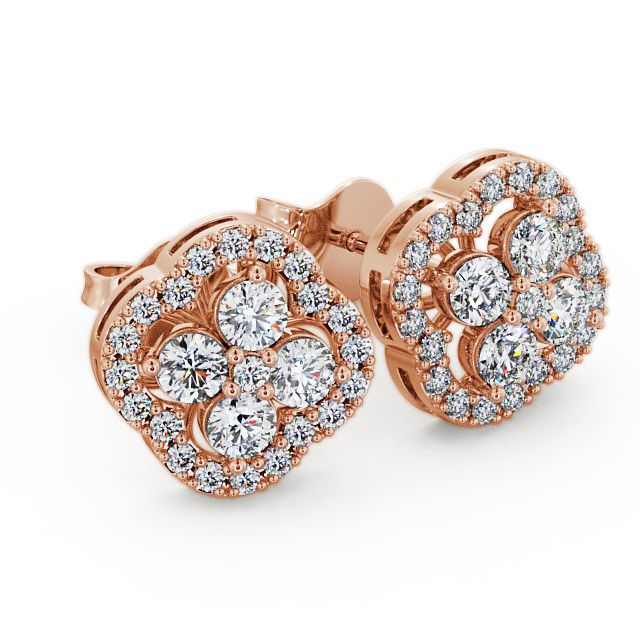 Cluster Round Diamond Earrings 18K Rose Gold - Pendle ERG27_RG_UP