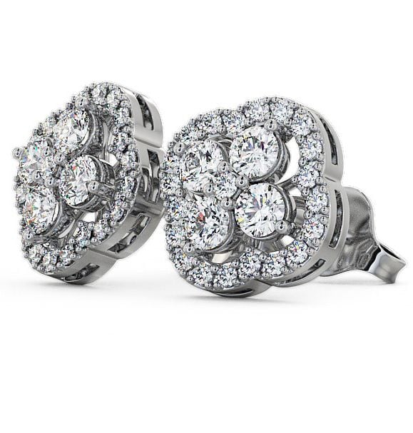  Cluster Round Diamond Earrings 18K White Gold - Pendle ERG27_WG_THUMB1 