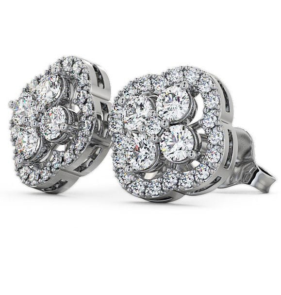 Cluster Round Diamond Clover Design Earrings 9K White Gold ERG27_WG_THUMB1 