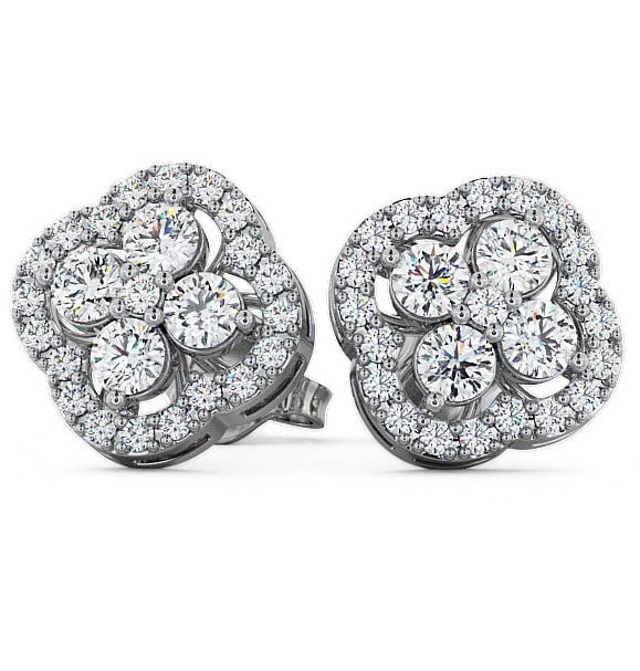 Cluster Round Diamond Clover Design Earrings 18K White Gold ERG27_WG_THUMB2 