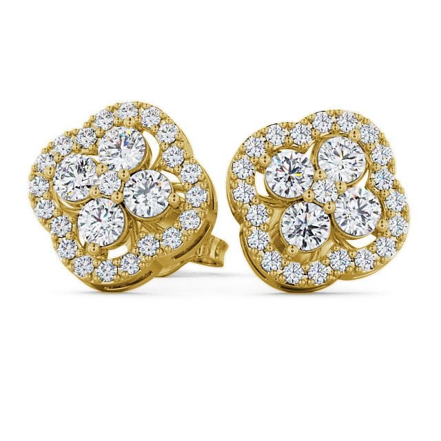 Cluster Round Diamond Earrings 18K Yellow Gold - Pendle ERG27_YG_FLAT