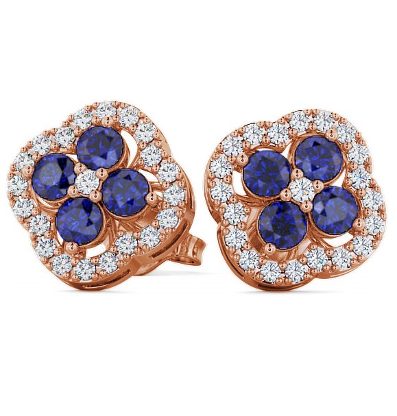  Cluster Blue Sapphire and Diamond 1.54ct Earrings 9K Rose Gold - Pendle ERG27GEM_RG_BS_THUMB2 