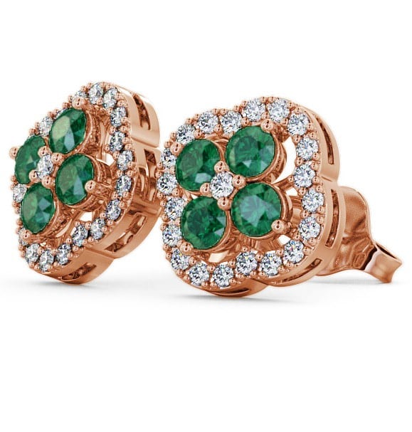 Cluster Emerald and Diamond 1.30ct Earrings 18K Rose Gold ERG27GEM_RG_EM_THUMB1