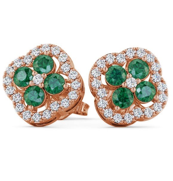  Cluster Emerald and Diamond 1.30ct Earrings 9K Rose Gold - Pendle ERG27GEM_RG_EM_THUMB2 