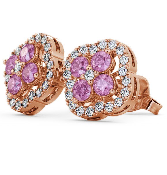 Cluster Pink Sapphire and Diamond 1.54ct Earrings 18K Rose Gold ERG27GEM_RG_PS_THUMB1 