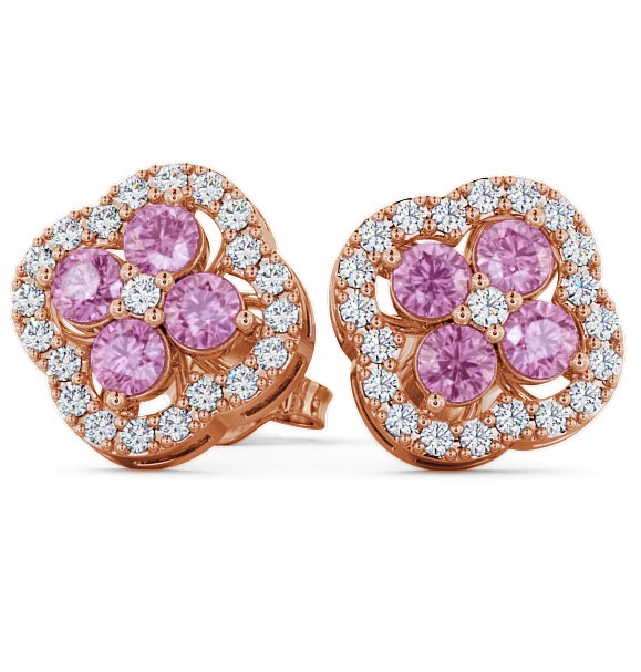  Cluster Pink Sapphire and Diamond 1.54ct Earrings 9K Rose Gold - Pendle ERG27GEM_RG_PS_THUMB2 
