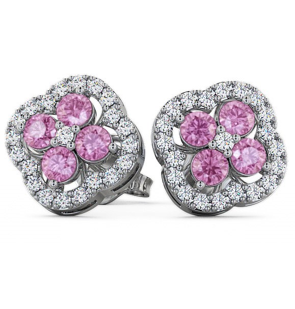  Cluster Pink Sapphire and Diamond 1.54ct Earrings 9K White Gold - Pendle ERG27GEM_WG_PS_THUMB2 