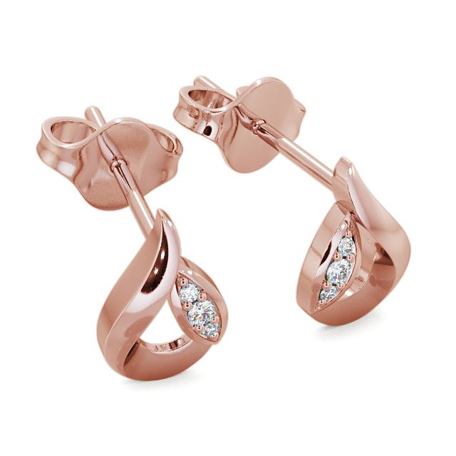 Tear Drop Round Diamond Earrings 18K Rose Gold - Blarney ERG28_RG_FLAT