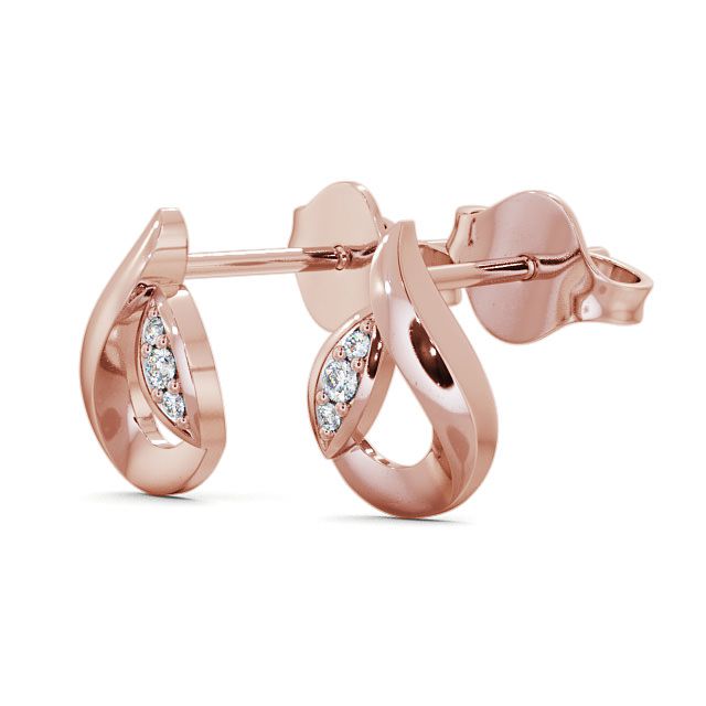 Tear Drop Round Diamond Earrings 9K Rose Gold - Blarney ERG28_RG_SIDE