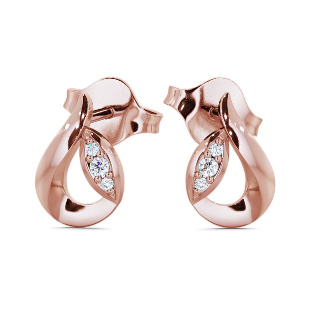 Tear Drop Round Diamond Earrings 18K Rose Gold - Blarney ERG28_RG_UP