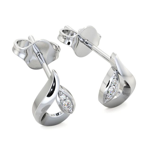 Tear Drop Round Diamond Earrings 9K White Gold - Blarney ERG28_WG_FLAT