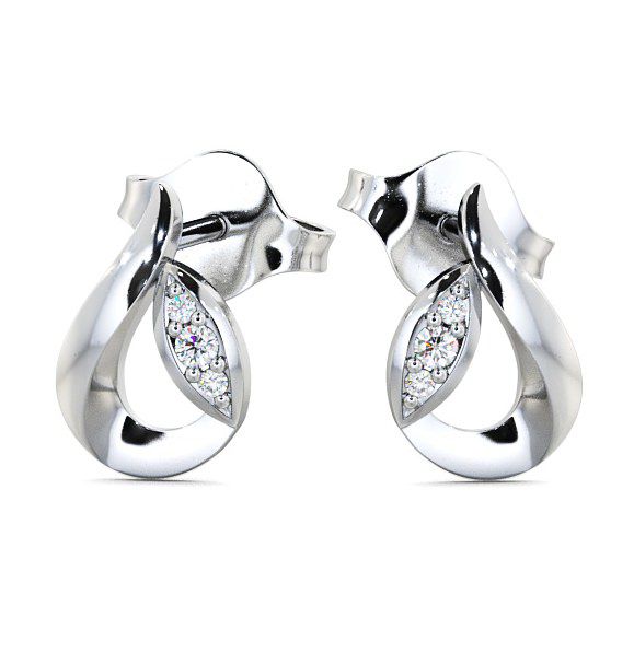 Tear Drop Round Diamond Earrings 18K White Gold ERG28_WG_THUMB2 